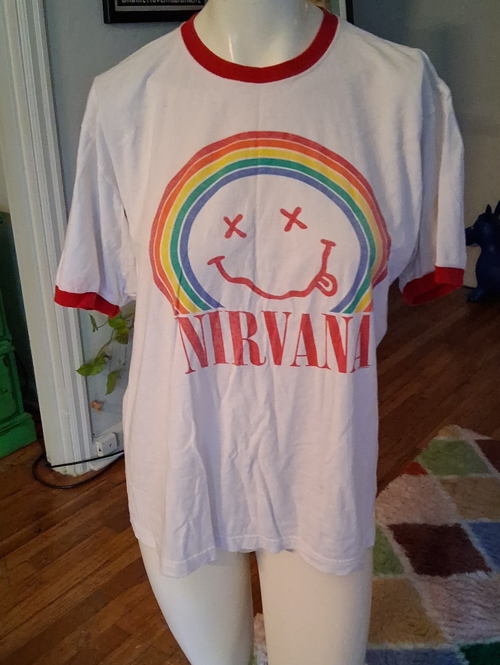 Nirvana Smiley Facw T-shirt, Mens Large